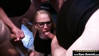 Bukkake with an amateur blonde who loves to be filled with cum, featuring Lara Cumkitten