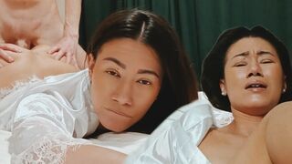 Asian stepmom is tired and asks for help to relax in a steamy encounter