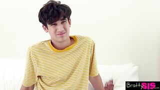 A stepbrother is upset because his stepsister doesn’t want to lick his cock
