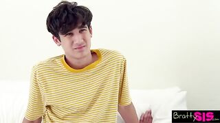 A stepbrother is upset because his stepsister doesn’t want to lick his cock