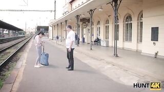 Hunter picked up a girl at the train station and fucked her for cash