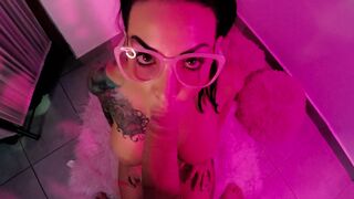The little brunette is craving a lollipop and a special treat on her glasses