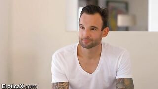 The hot Latina Eliza Ibarra dances with her tattooed Frenchman lover in the sheets