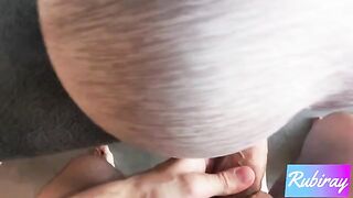 A hot step sister does her yoga with ripped leggings, ending with a creampie