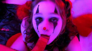 Kinky clown blowjob and facial with a twist of horror