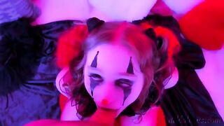 Kinky clown blowjob and facial with a twist of horror