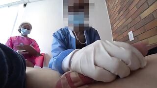 Two wild nurses get my cock in public. Publuc Dick Flash