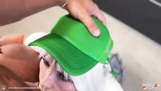Instead of coffee, the blonde barista offered rough sex in POV style