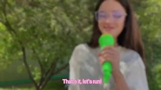A pretty baby met a guy who wanted to fuck her in the forest