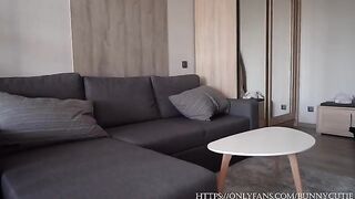 A guy fucks his hot stepmom while his wife watches outside the window
