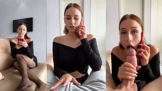 My boyfriend sent me to cheat, I told on the phone how I was fucked in the throat!