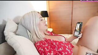 He walks in on a girl jerking off with her phone