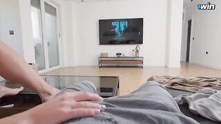 My stepsister services my big dick when my parents are away