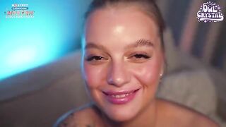 Babe Owl Crystal substituted the game pad with her pussy in a steamy scene