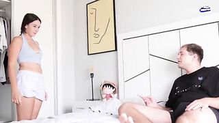 Pervert guy caught stepsister watching him jerk off