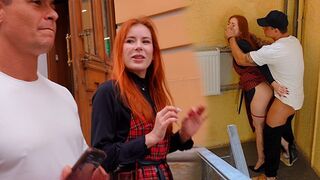 A busty girl got acquainted with a young YouTuber and went to his place