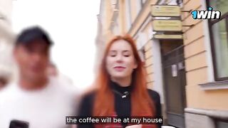 A busty girl got acquainted with a young YouTuber and went to his place