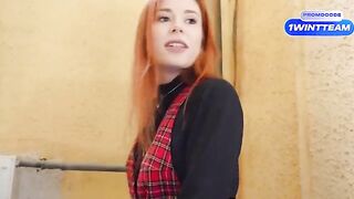 A busty girl got acquainted with a young YouTuber and went to his place