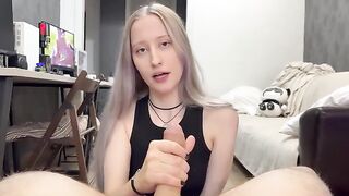 A cute silver-haired girl received a lot of sperm in her pussy