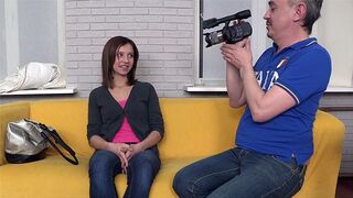 Brunette woman fucks at the casting with a guy who pretended to be a photographer
