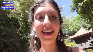 Public blowjob and cumwalk action by the waterfall, daring and wild!