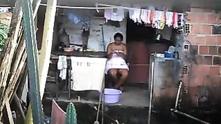 A girl did not know that there was a camera in the room and she got caught