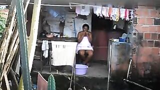 A girl did not know that there was a camera in the room and she got caught