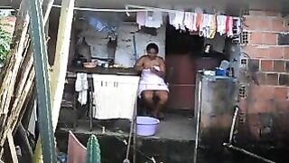 A girl did not know that there was a camera in the room and she got caught