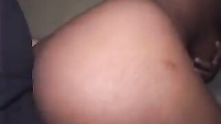Beautiful ebony girl with big natural tits fucks a white guy hard