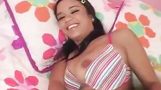 Sexy brunette with a nice ass takes on a big dick
