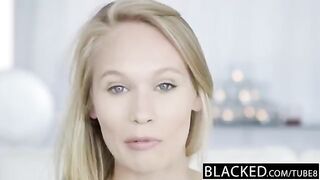 Skinny blonde babe gets fucked by a BBC in a steamy casting session