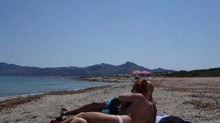 Blowjob in public on the beautiful beach, enjoy it completely