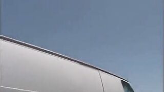 The cute girl got into the car and was fucked by two guys