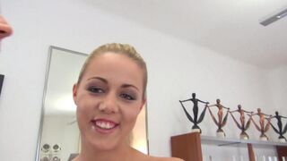 The whore got a new dress for her deepthroat blowjob