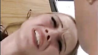 A girl is being fucked by a hand and a dick at the same time