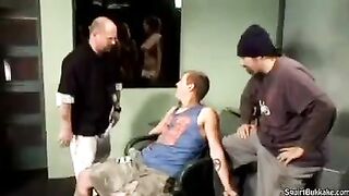 Bukakke with a man who just can’t get enough, his cum in her mouth