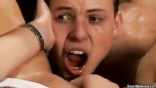 Bukakke with a man who just can’t get enough, his cum in her mouth