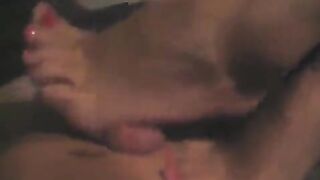 The guy masturbates himself with his hand until he reaches climax