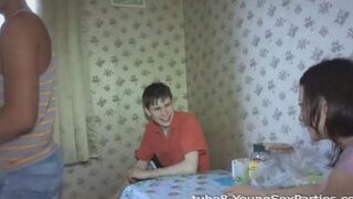 Foursome sex of two couples, a typical swingers party at someone’s home