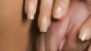 Girl with hairy pussy plays with her big clit, showcasing incredible sensitivity