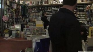 Rough sex with a girl in the store, she gets fucked hard
