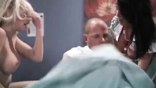 Two sexy nurses share a big cock after work