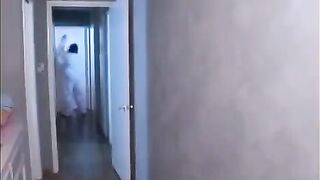 The monster has sex with Asian brunette in her mouth hole