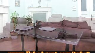 An attractive girl showed her skills in casting on the couch with passion