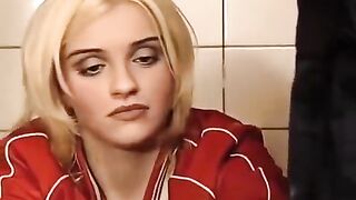 A hot chick has sex in the toilet and gets wet