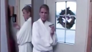 The woman, while the husband was bound, had sex with a lover
