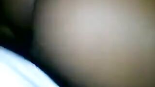 A cute black girl has sex with her boyfriend, showcasing tight crotch action