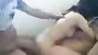 Young Asian beauty fucked in her pussy by two cocks in intense threesome