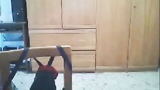 A girl is fucking on the webcam in front of her husband