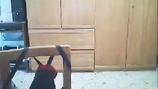 A girl is fucking on the webcam in front of her husband